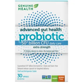 Genuine Health Advanced Gut Health Extra-Strength Probiotic 50 Billion CFU 30s