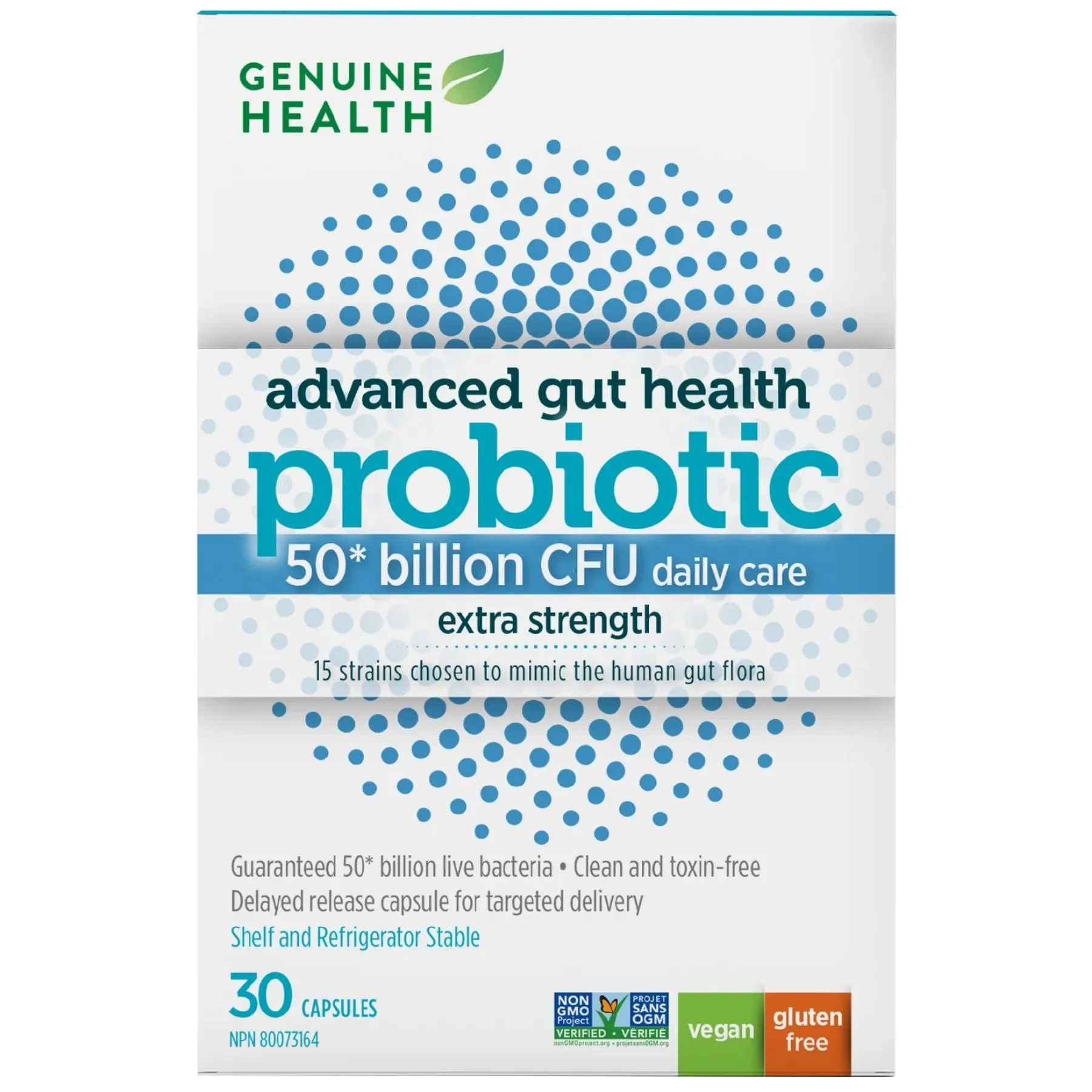 Genuine Health Advanced Gut Health Extra-Strength Probiotic 50 Billion CFU 30s