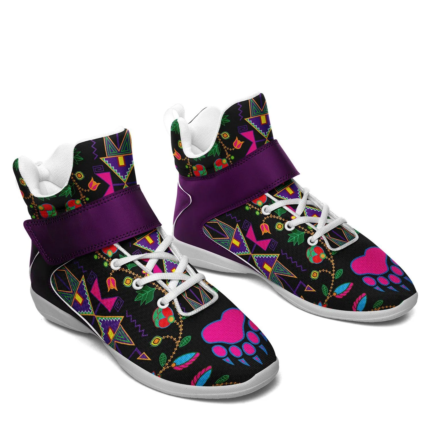 Geometric Floral Fall Black Ipottaa Basketball / Sport High Top Shoes