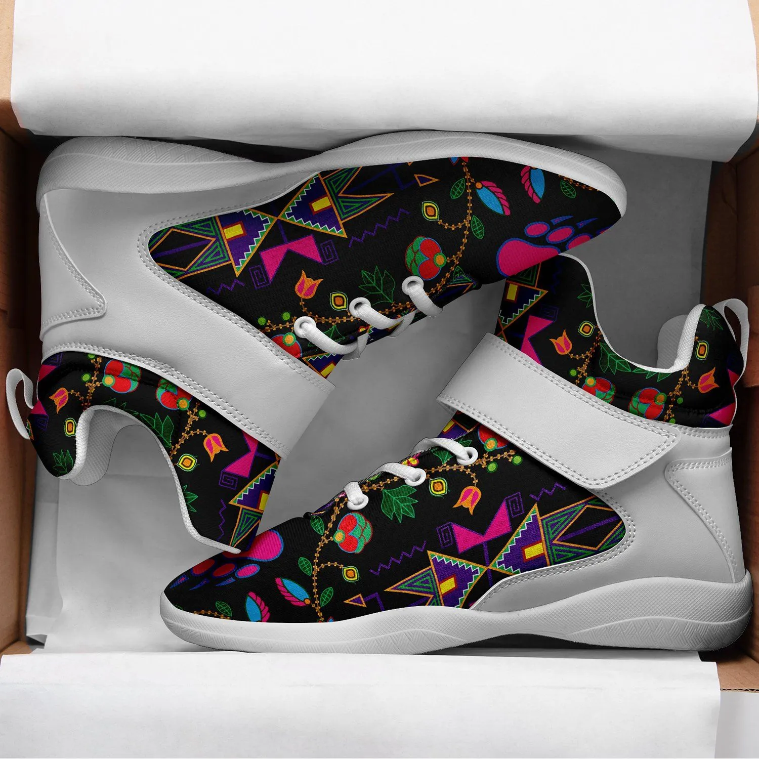 Geometric Floral Fall Black Ipottaa Basketball / Sport High Top Shoes