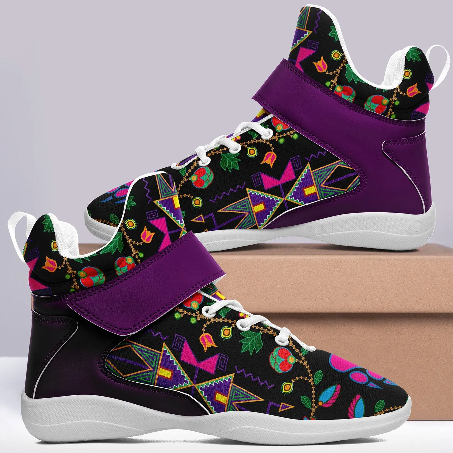 Geometric Floral Fall Black Ipottaa Basketball / Sport High Top Shoes