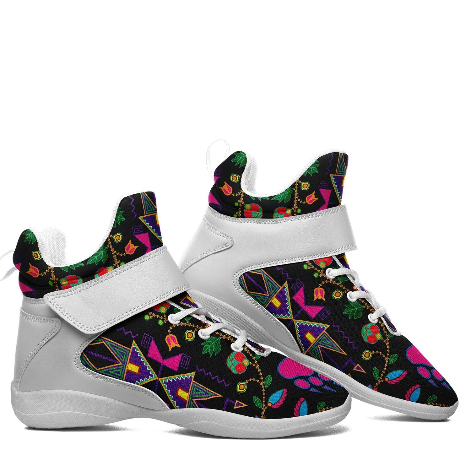 Geometric Floral Fall Black Ipottaa Basketball / Sport High Top Shoes