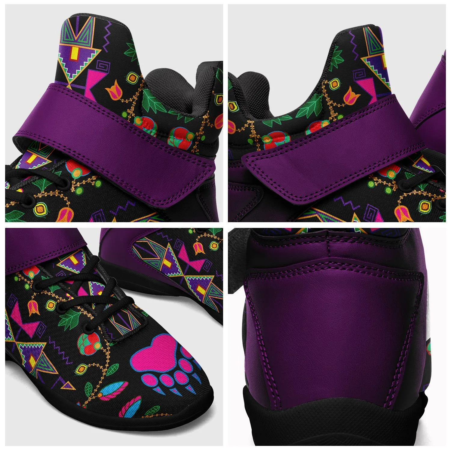 Geometric Floral Fall Black Ipottaa Basketball / Sport High Top Shoes