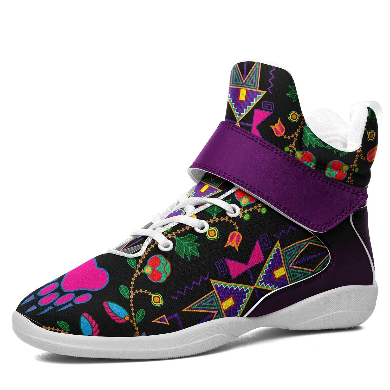 Geometric Floral Fall Black Ipottaa Basketball / Sport High Top Shoes