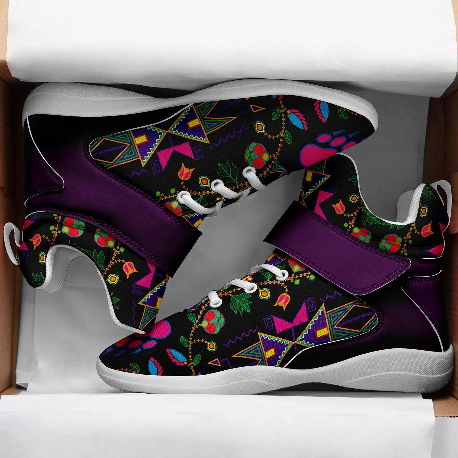 Geometric Floral Fall Black Ipottaa Basketball / Sport High Top Shoes