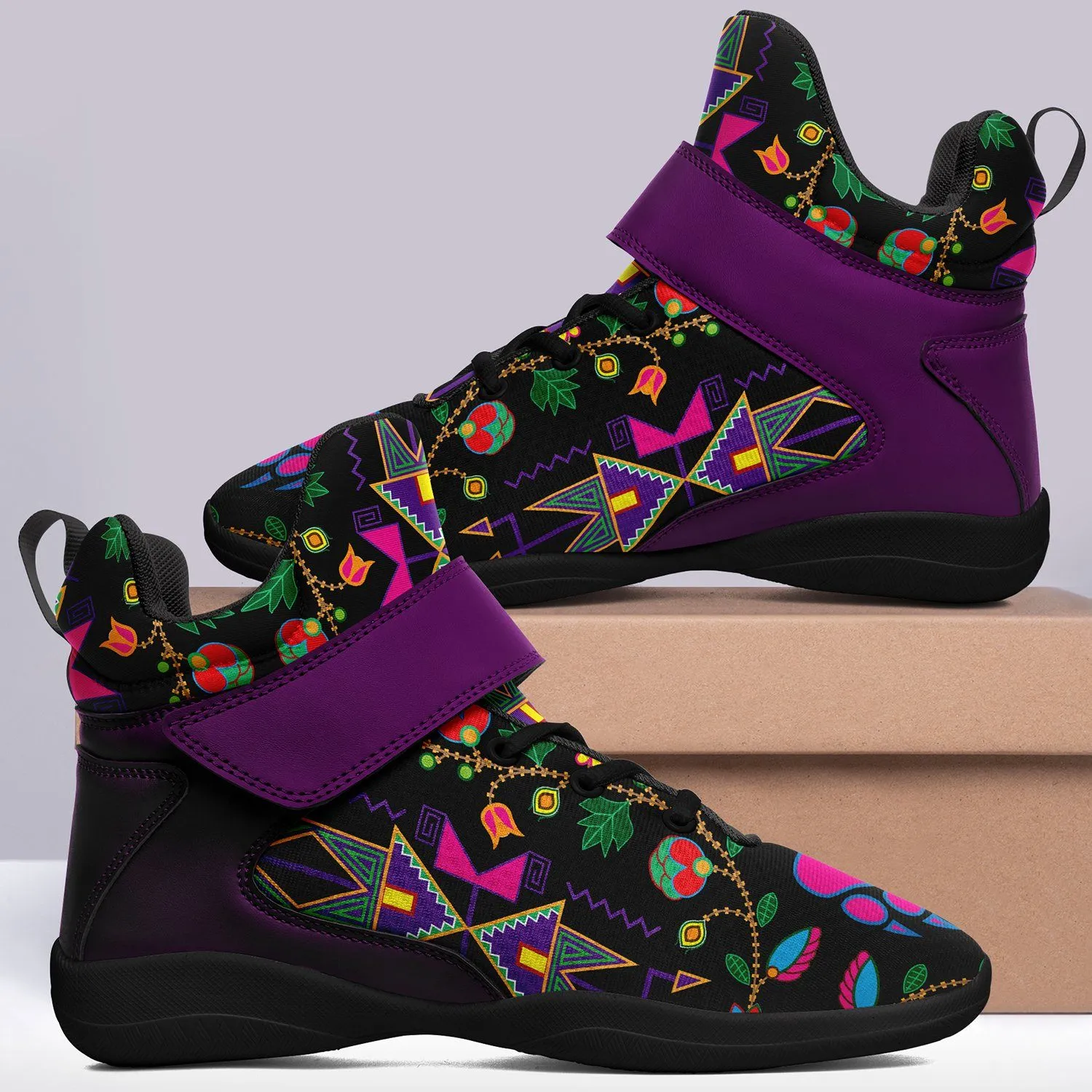 Geometric Floral Fall Black Ipottaa Basketball / Sport High Top Shoes