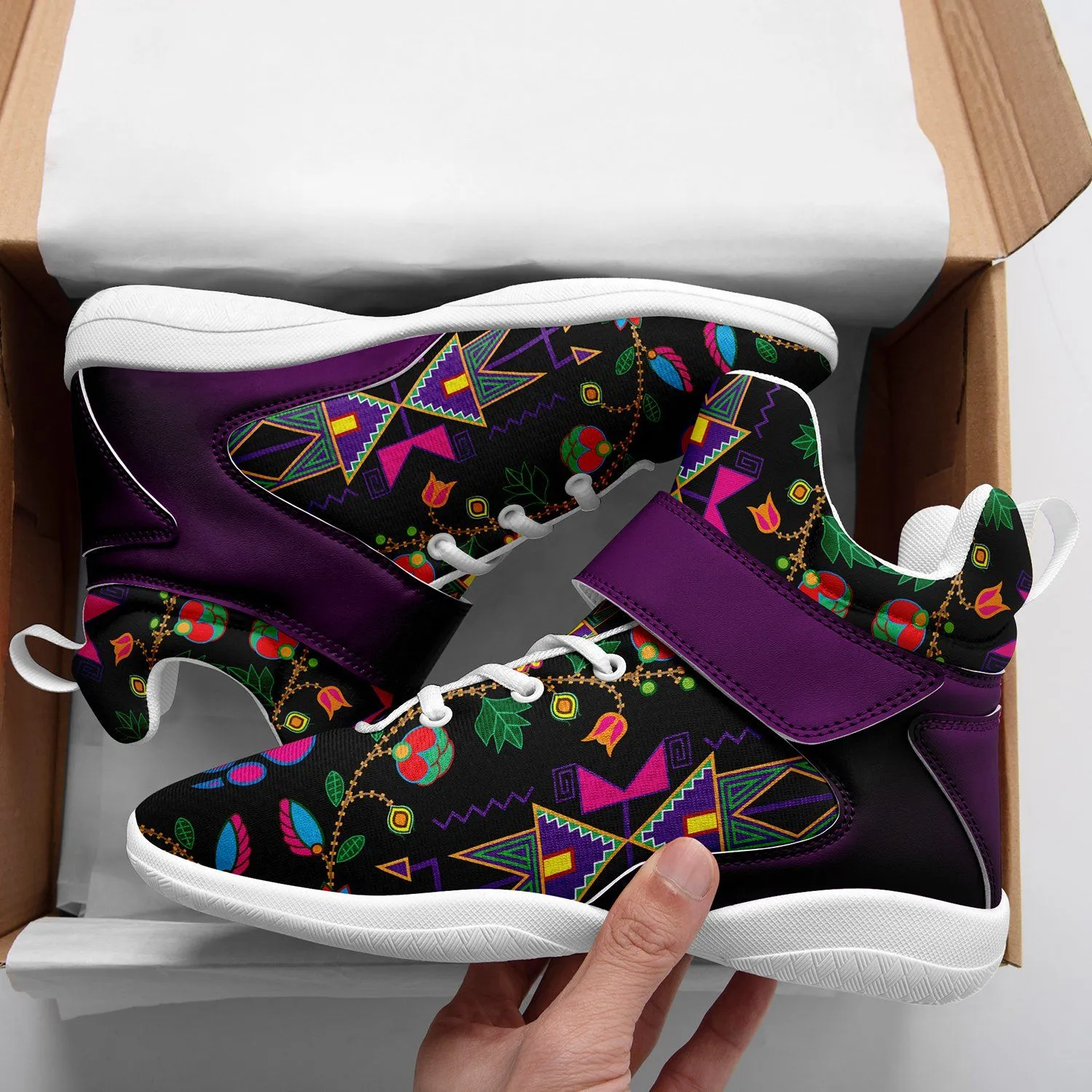 Geometric Floral Fall Black Ipottaa Basketball / Sport High Top Shoes