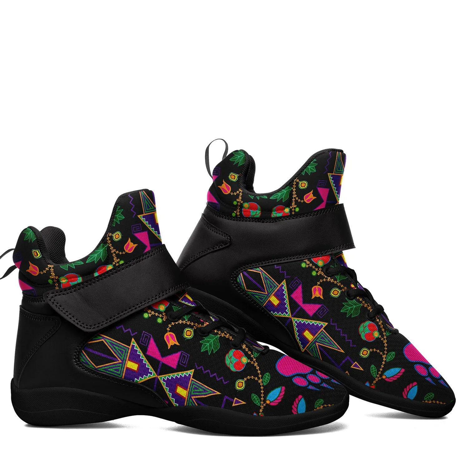 Geometric Floral Fall Black Ipottaa Basketball / Sport High Top Shoes