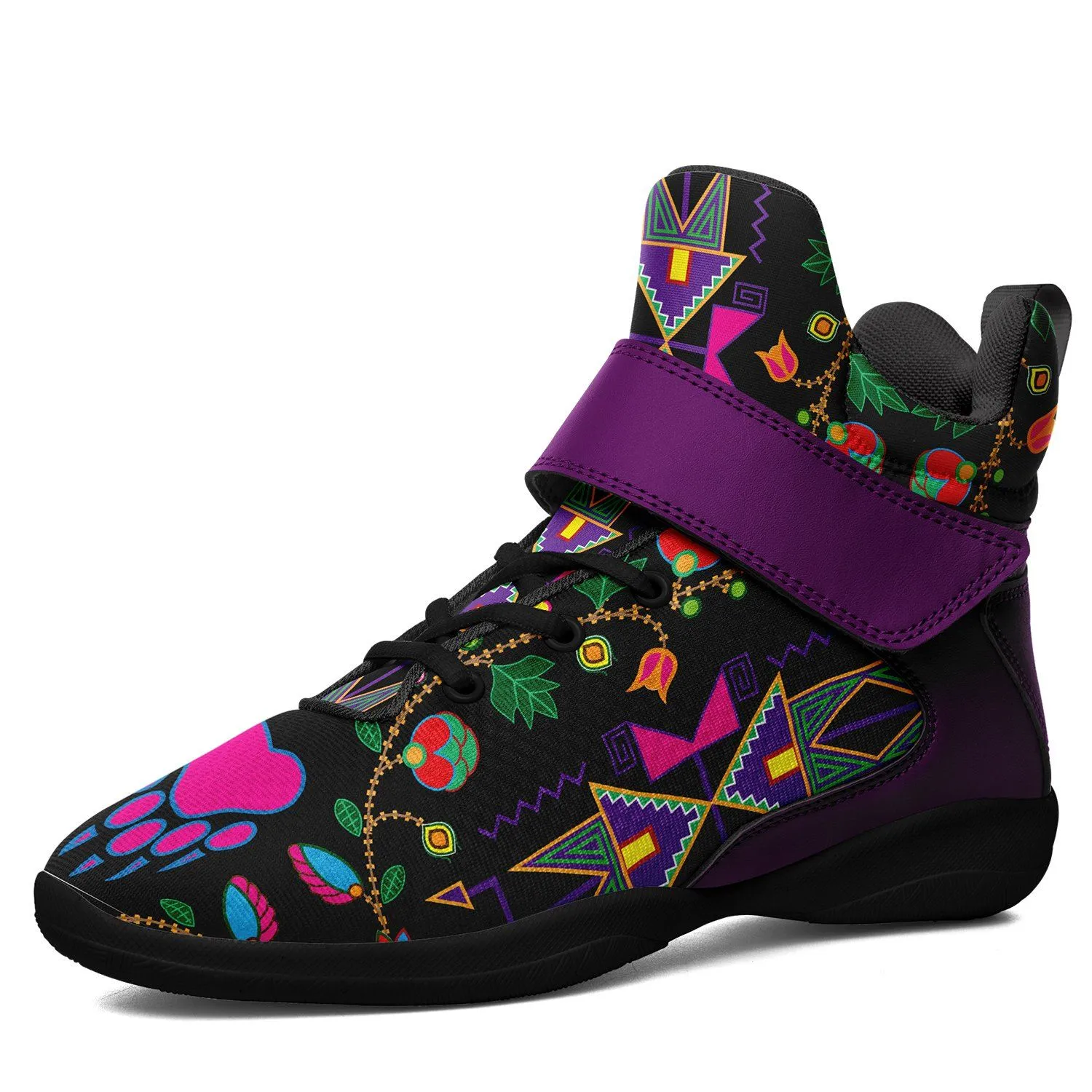 Geometric Floral Fall Black Ipottaa Basketball / Sport High Top Shoes