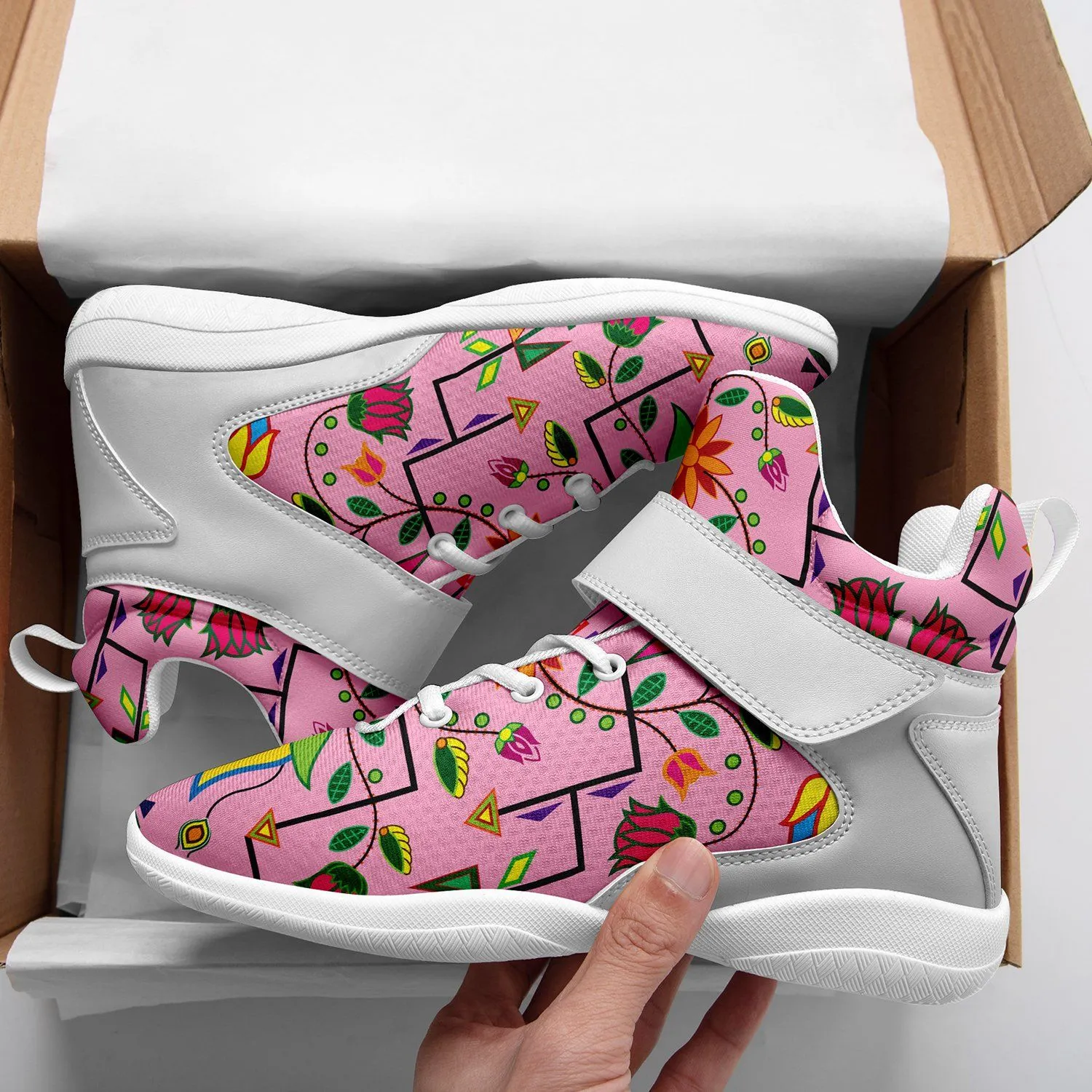 Geometric Floral Summer Sunset Kid's Ipottaa Basketball / Sport High Top Shoes