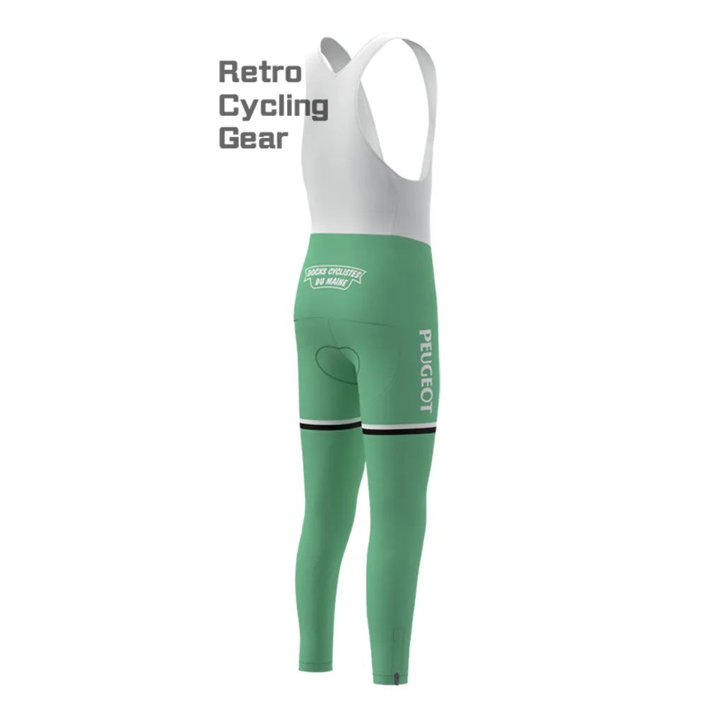 Green PEUGEOT Fleece Retro Long Cycling Kits