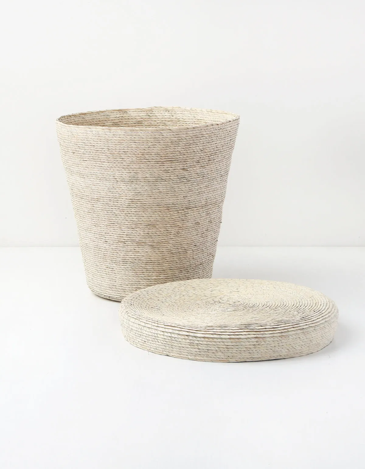 Hand Woven Palm Storage Basket with Lid