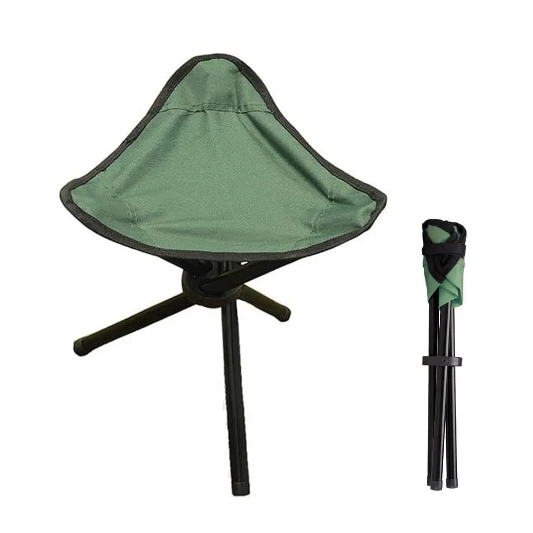 Heart Home Portable Stool for Travelling|Foldable Outdoor Sitting Chair|Tripod 3 Leg Chair For Camping, Picnic, Hiking|GREEN|