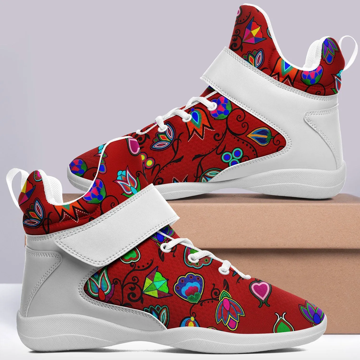 Indigenous Paisley Dahlia Ipottaa Basketball / Sport High Top Shoes - White Sole