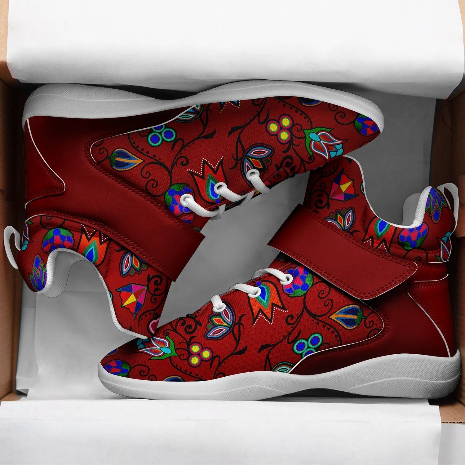 Indigenous Paisley Dahlia Ipottaa Basketball / Sport High Top Shoes - White Sole