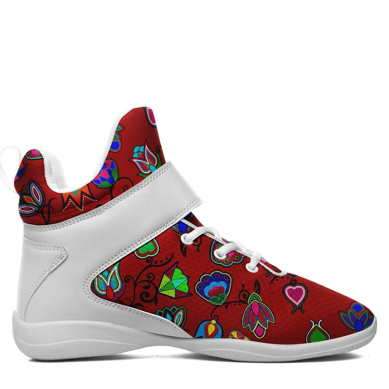 Indigenous Paisley Dahlia Ipottaa Basketball / Sport High Top Shoes - White Sole