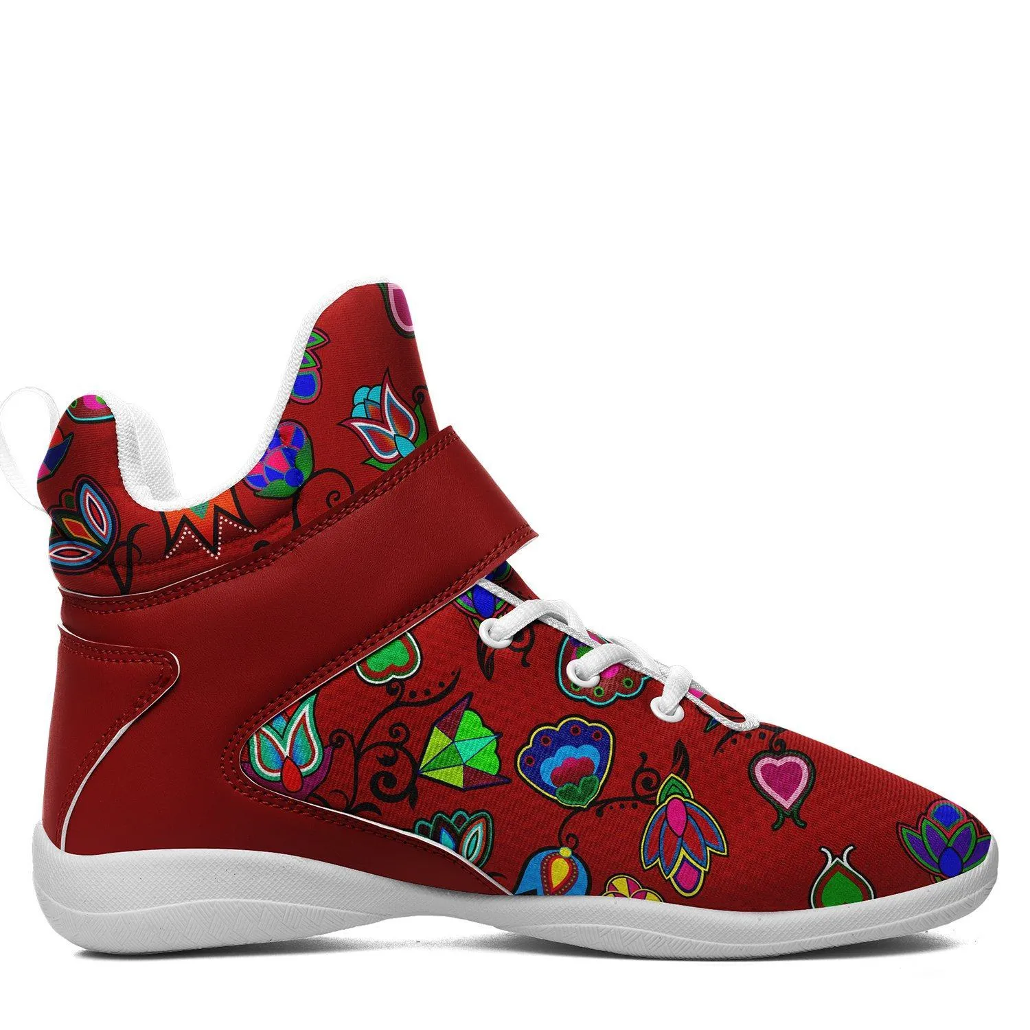 Indigenous Paisley Dahlia Ipottaa Basketball / Sport High Top Shoes - White Sole