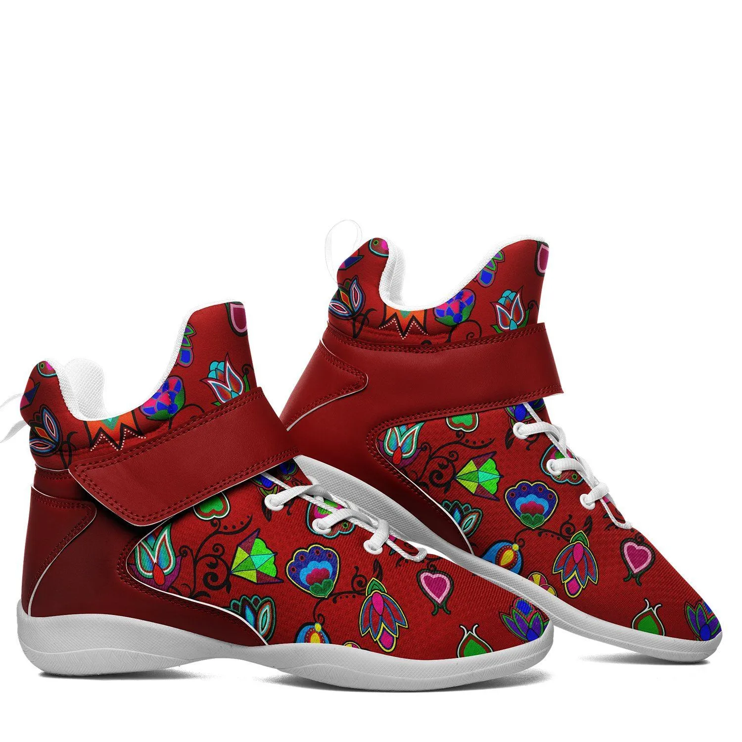 Indigenous Paisley Dahlia Ipottaa Basketball / Sport High Top Shoes - White Sole