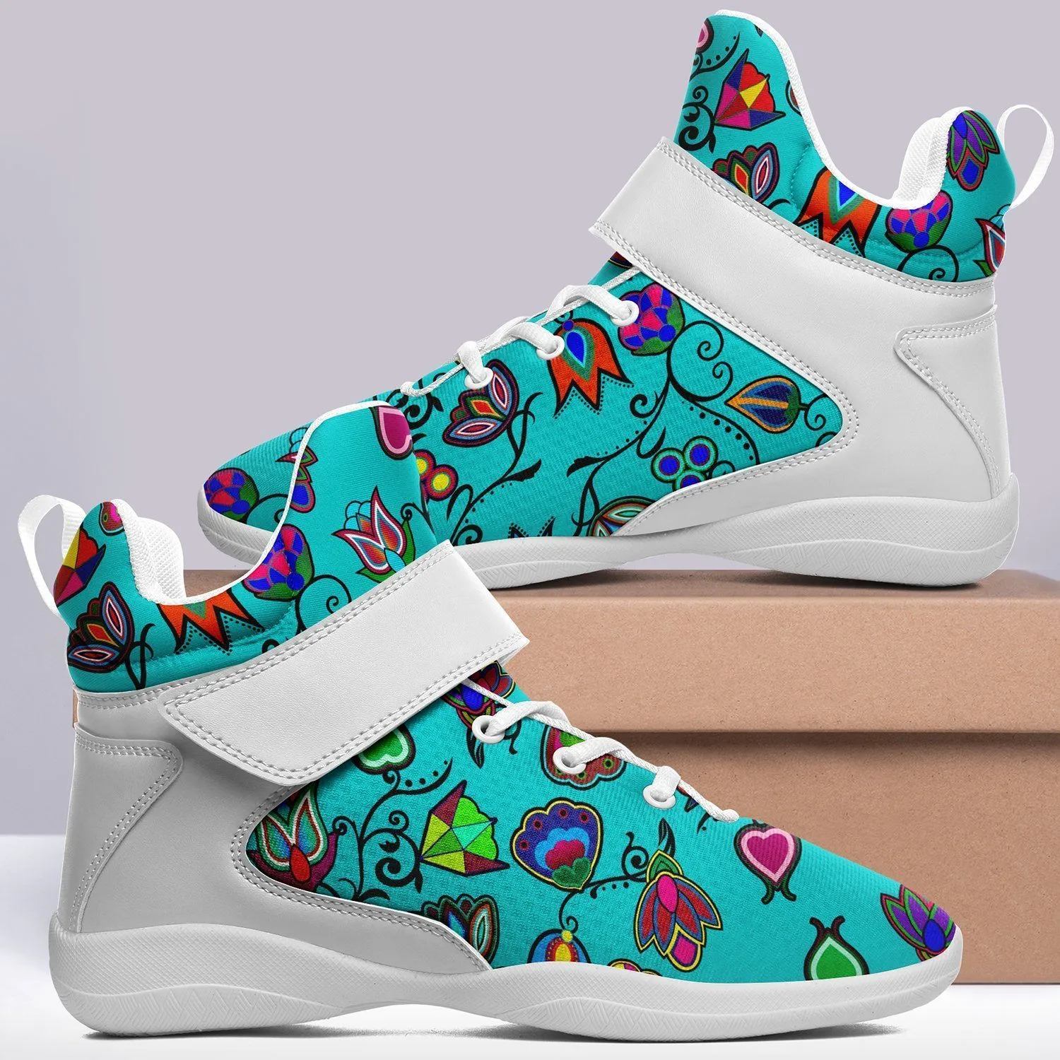 Indigenous Paisley Sky Ipottaa Basketball / Sport High Top Shoes - White Sole