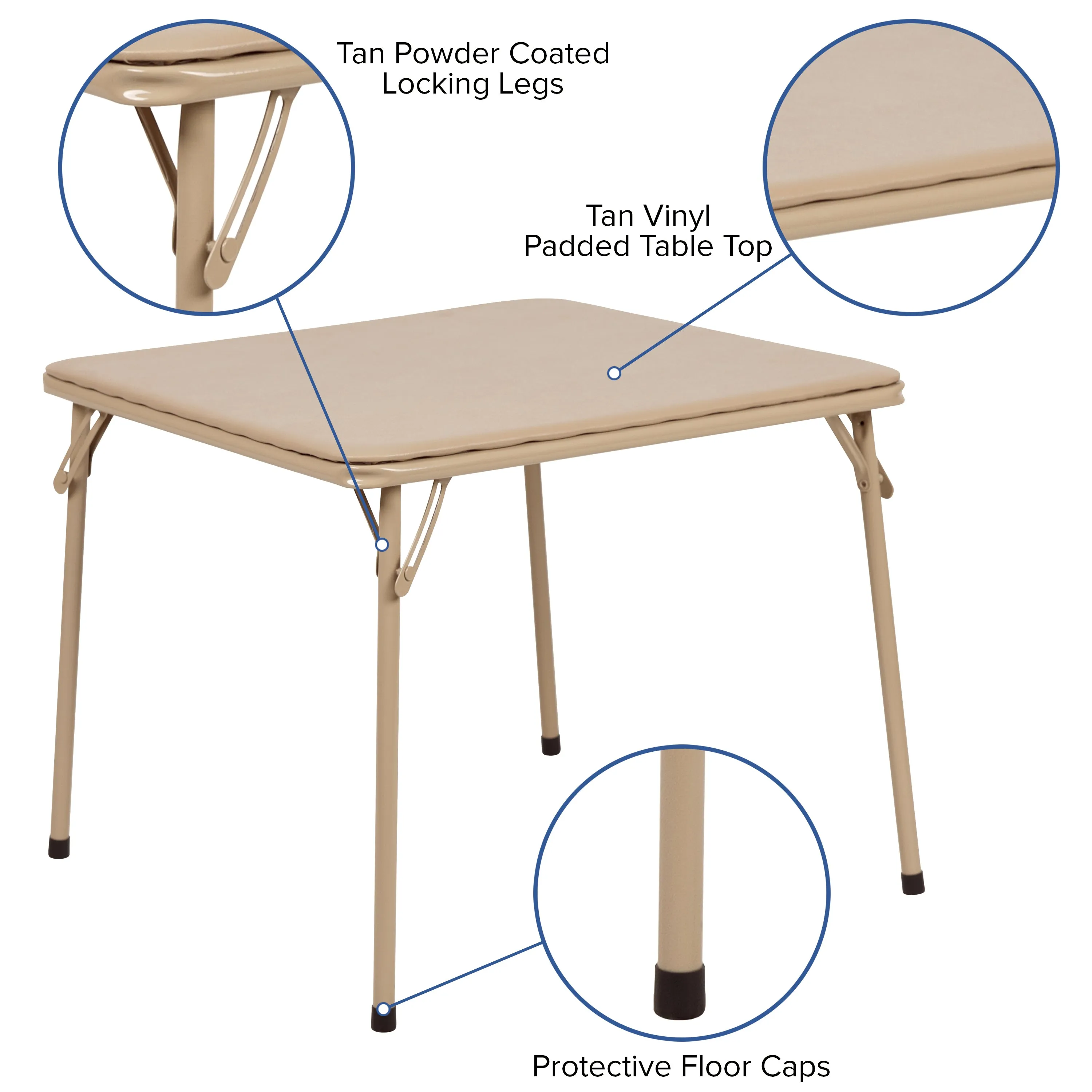 Kids Tan Folding Table Set JB-10-CARD-TN-GG