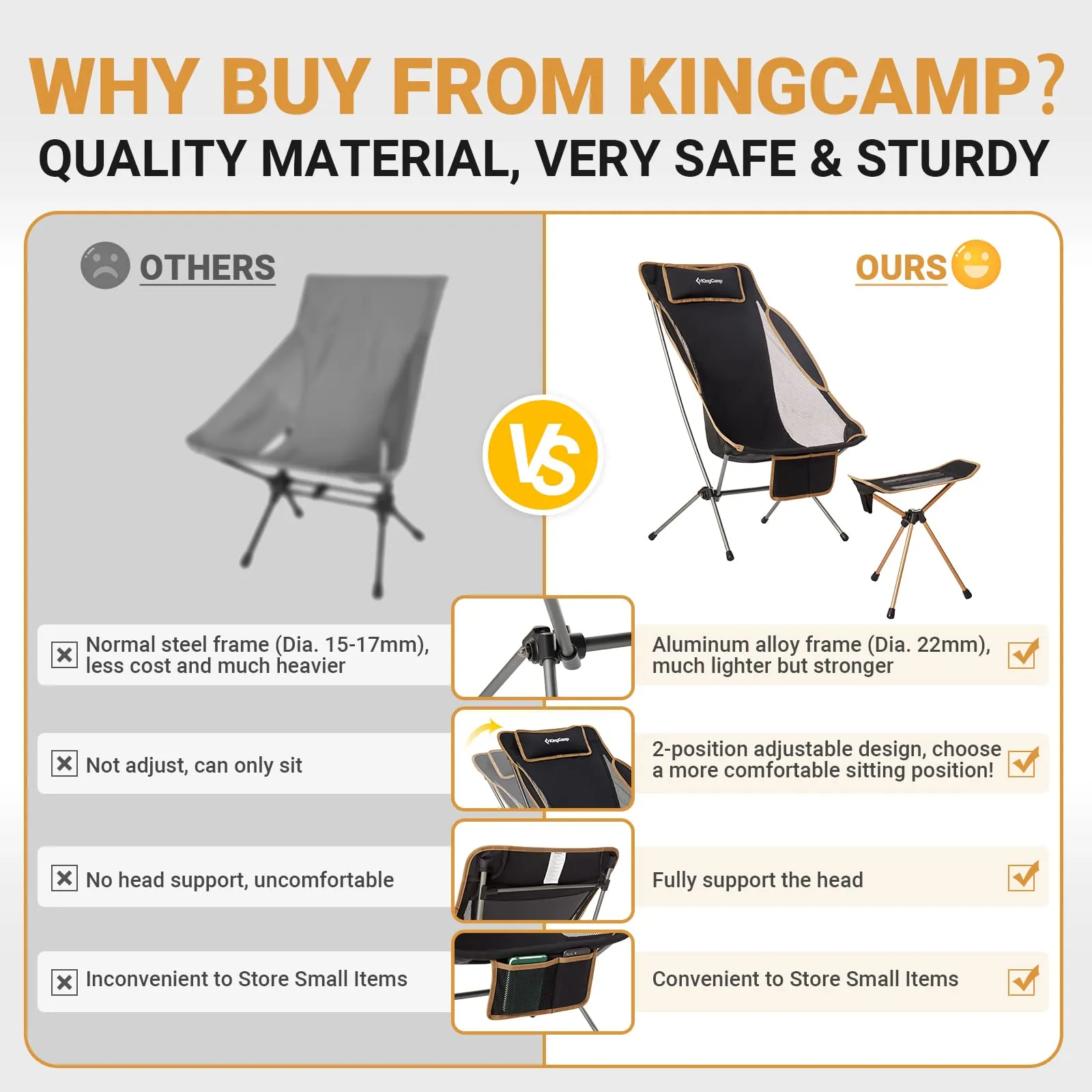 KingCamp Ultralight Chair with Footrest Set