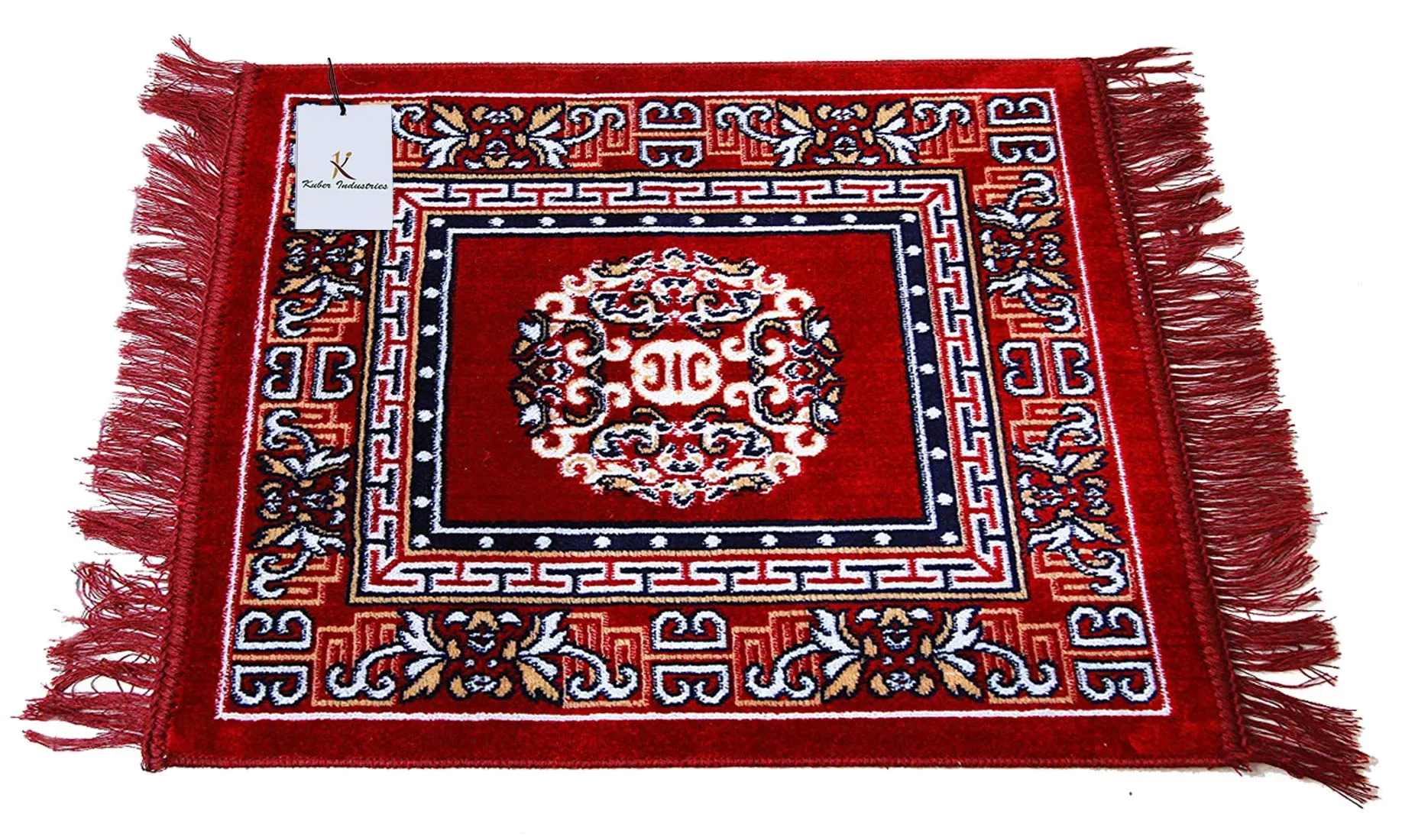 Kuber Industries Rug (Red, Maroon, Velvet, Standard, Rectangular, ‎60 x ‎60 cm)