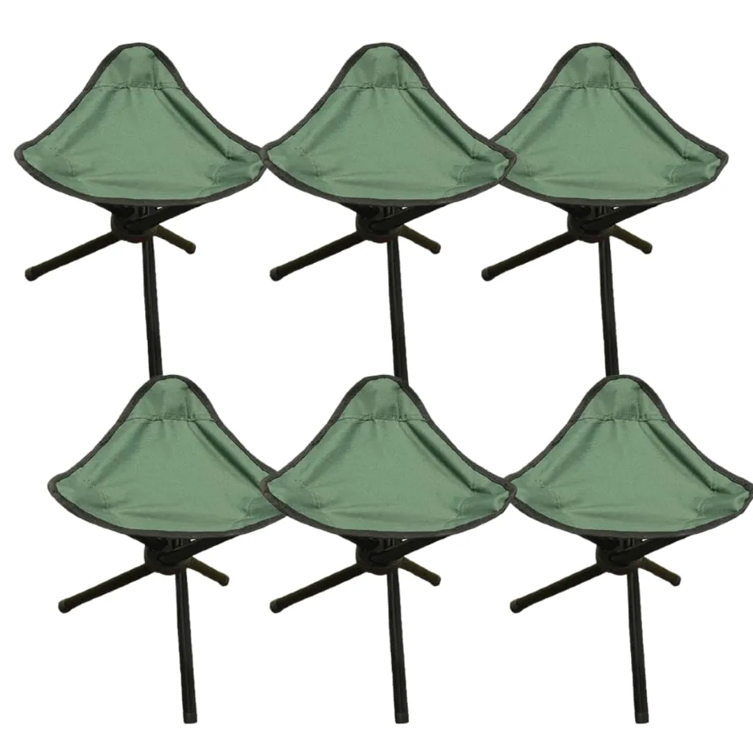 Kuber Industries Set of 6 Portable Stools for Travelling|Foldable Outdoor Sitting Chair|Tripod 3 Leg Chair for Camping, Picnic, Hiking|Green