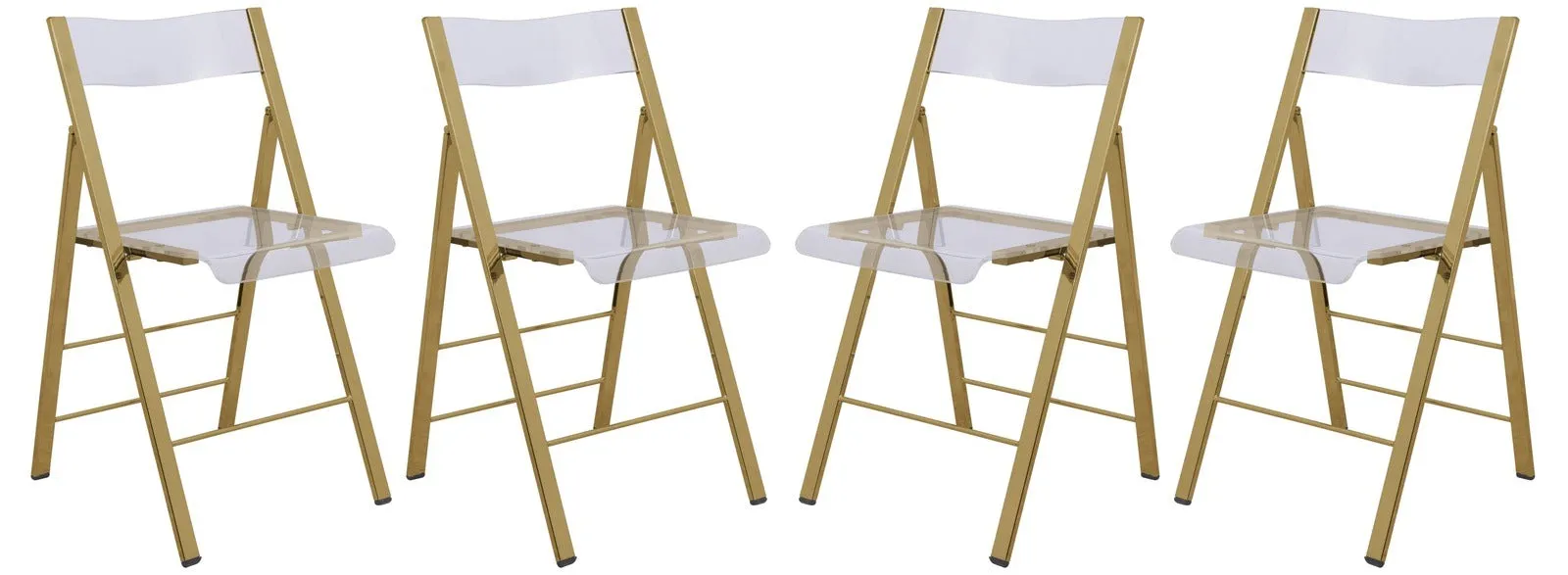 Menno Modern Acrylic Gold Base Folding Chair, Set of 4