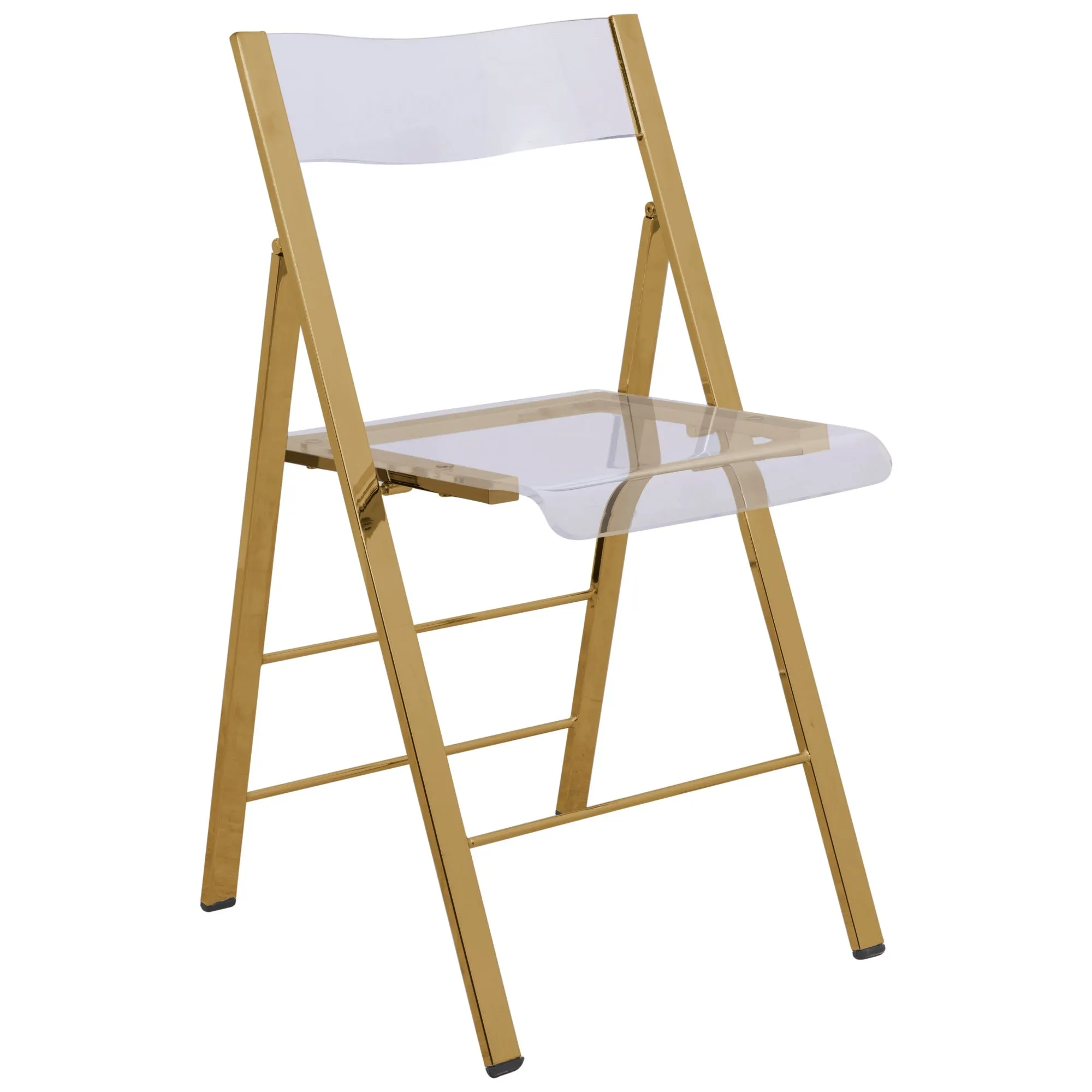 Menno Modern Acrylic Gold Base Folding Chair, Set of 4