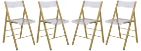 Menno Modern Acrylic Gold Base Folding Chair, Set of 4