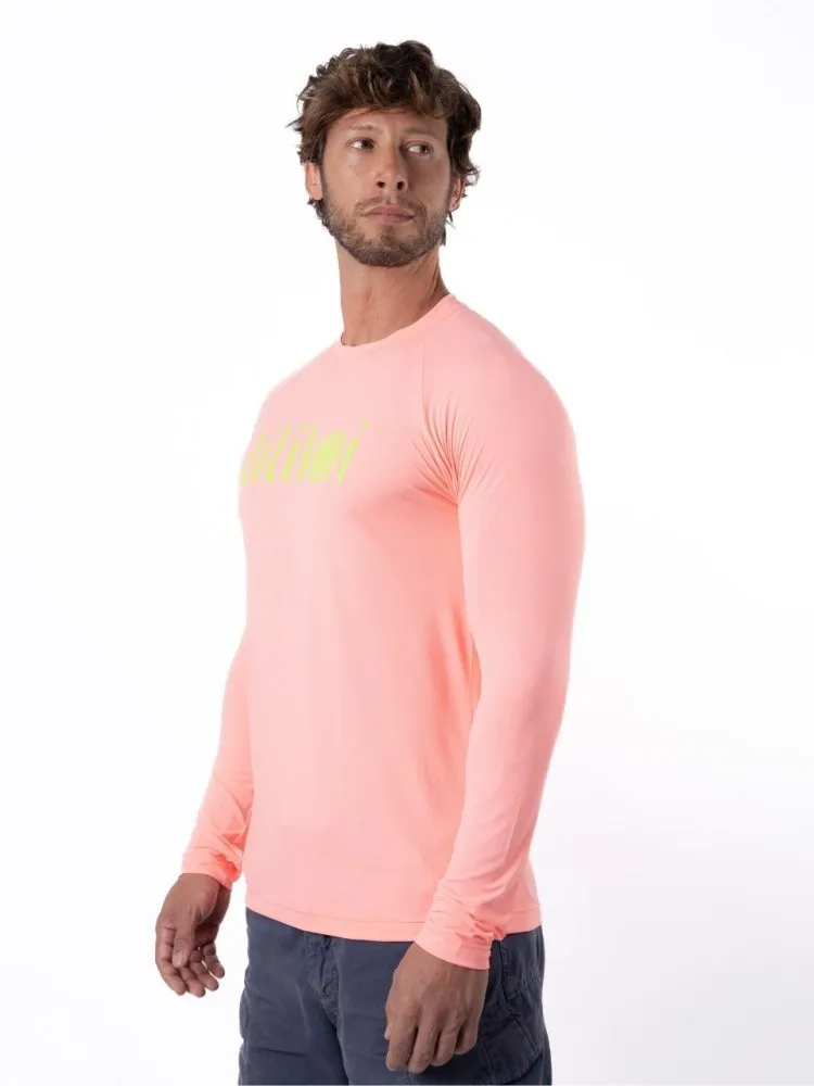 Men's Dri-Fit Long-Sleeved Sun Shirt with LILIKOI Logo - MELON / LIME GREEN