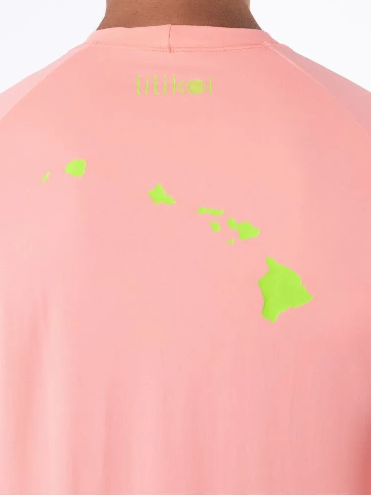 Men's Dri-Fit Long-Sleeved Sun Shirt with LILIKOI Logo - MELON / LIME GREEN