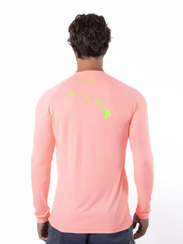 Men's Dri-Fit Long-Sleeved Sun Shirt with LILIKOI Logo - MELON / LIME GREEN