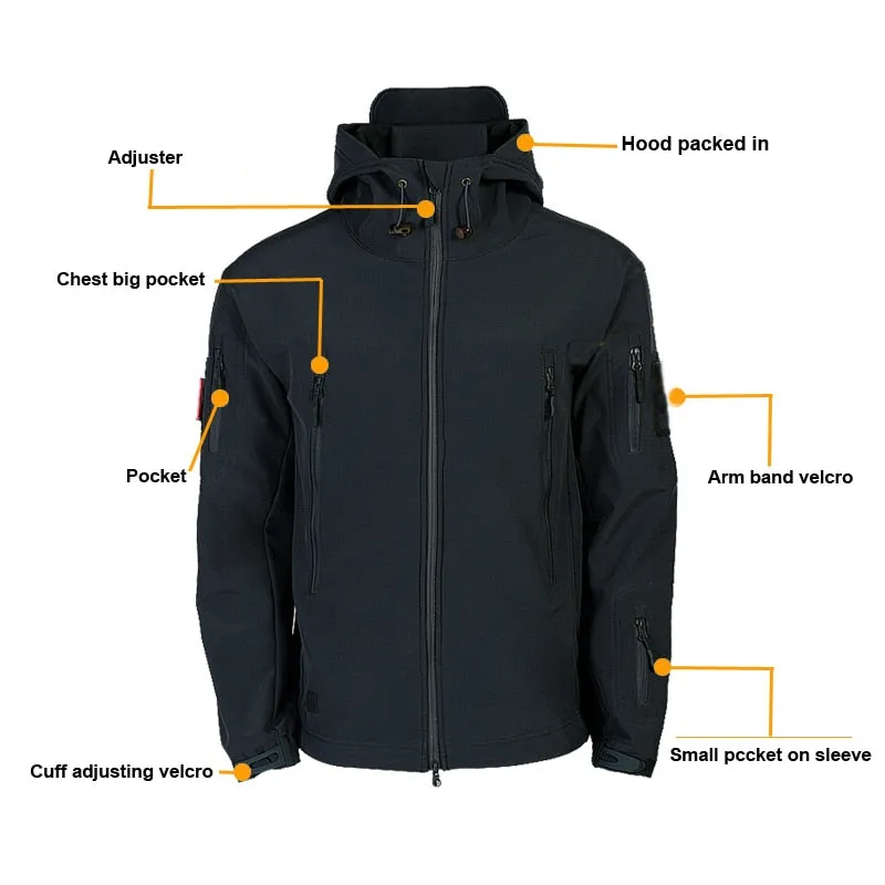 Men's Tactical softshell Waterproof and Windbreaker Jackets & Trousers Set