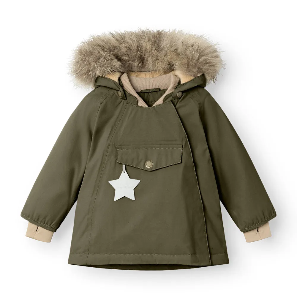 MINI A TURE Wool Fleece-Lined Jacket with Removable Fur Trim  Warm