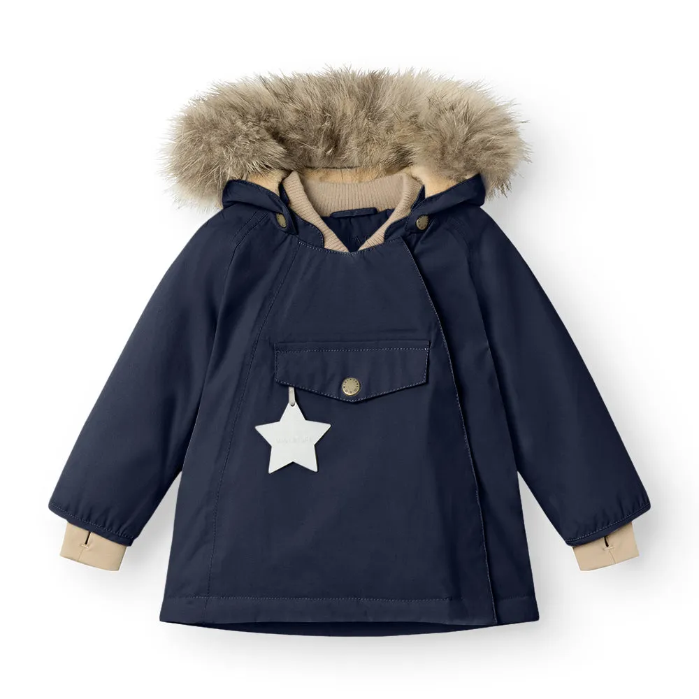 MINI A TURE Wool Fleece-Lined Jacket with Removable Fur Trim  Warm