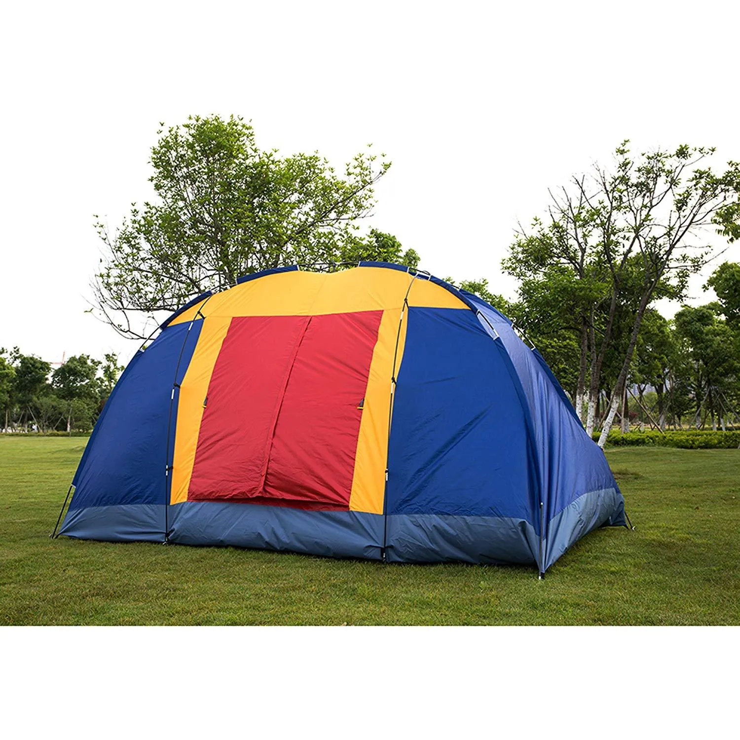 Outdoor Waterproof 8-Person Foldable Camping Tent w/ Carry Bag, Blue