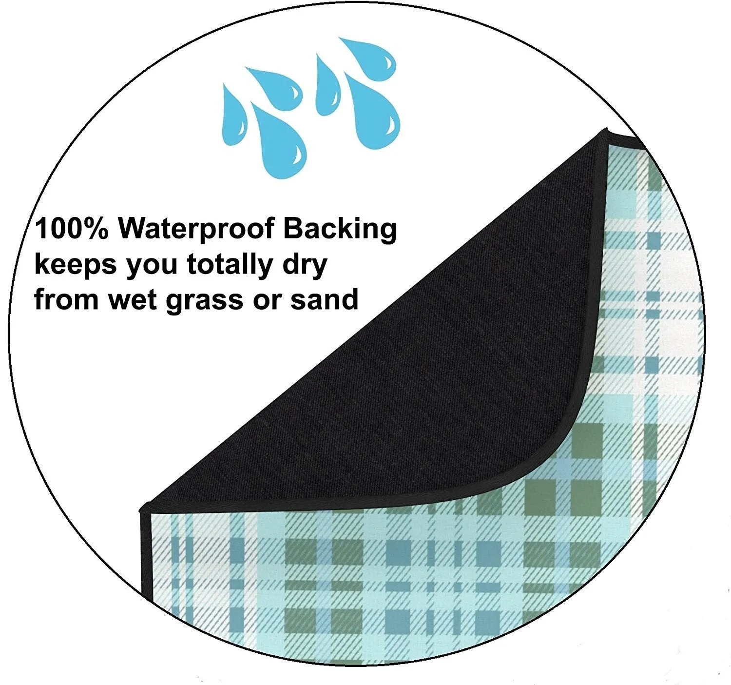 Picnic Blanket EXTRA LARGE Family Size and 100% Waterproof So No More Wet Fannies | Premium Quality | Fleece Outdoor Tote Rug | PLUS Unique Drawstring Storage Sackpack Bag | THE Coolest Beach Mat