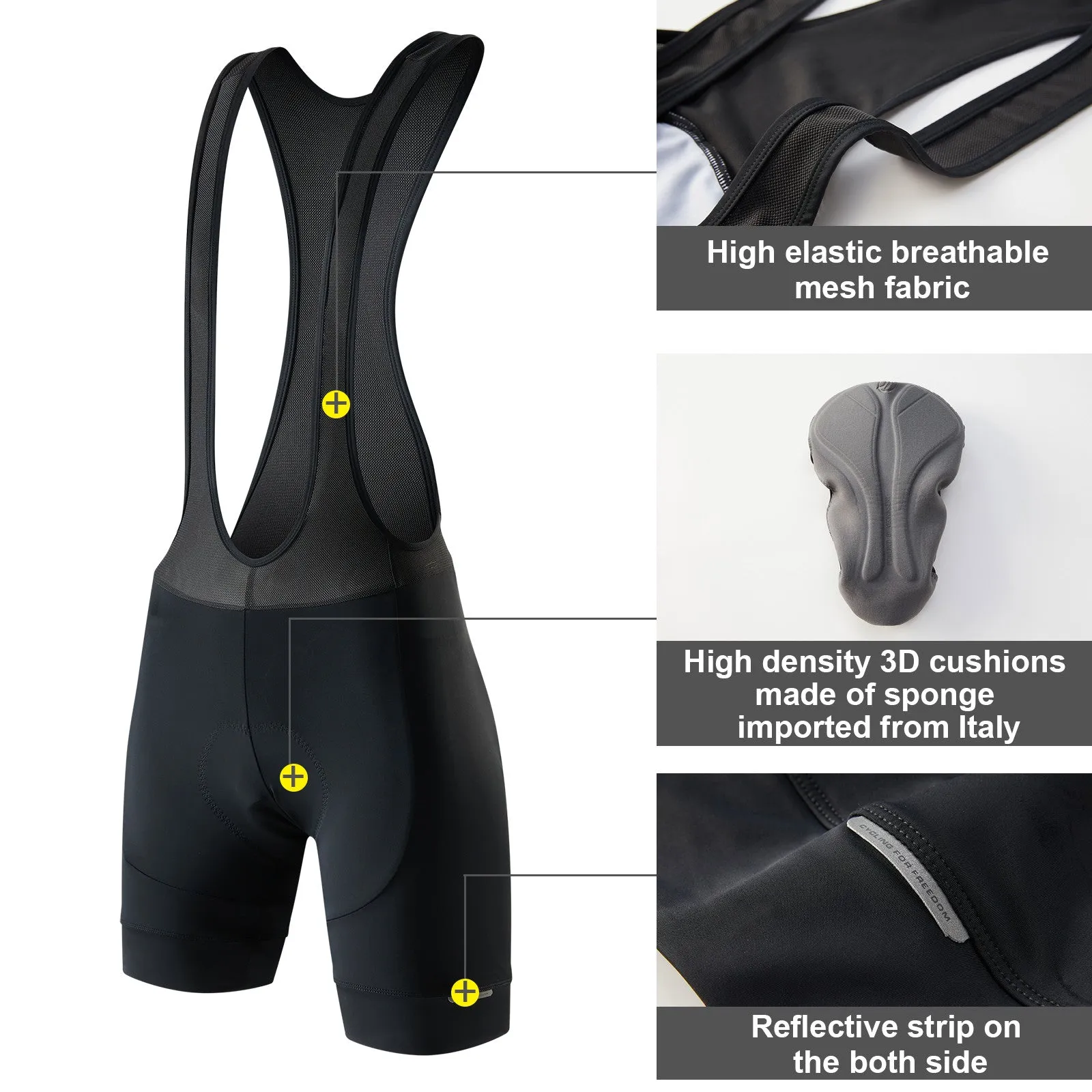 Santic Herman Black Men Padded Cycling Bib Short