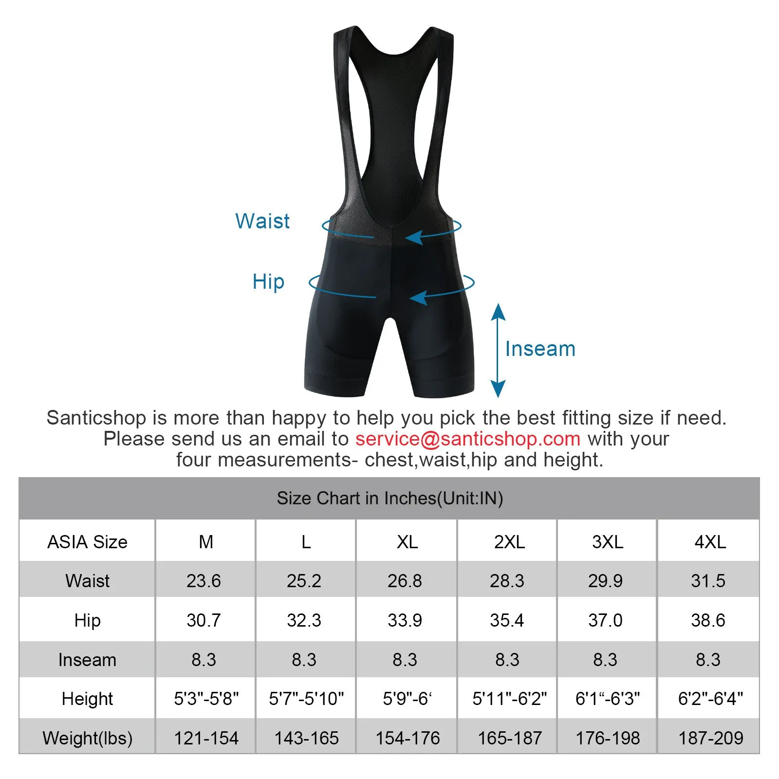 Santic Herman Black Men Padded Cycling Bib Short