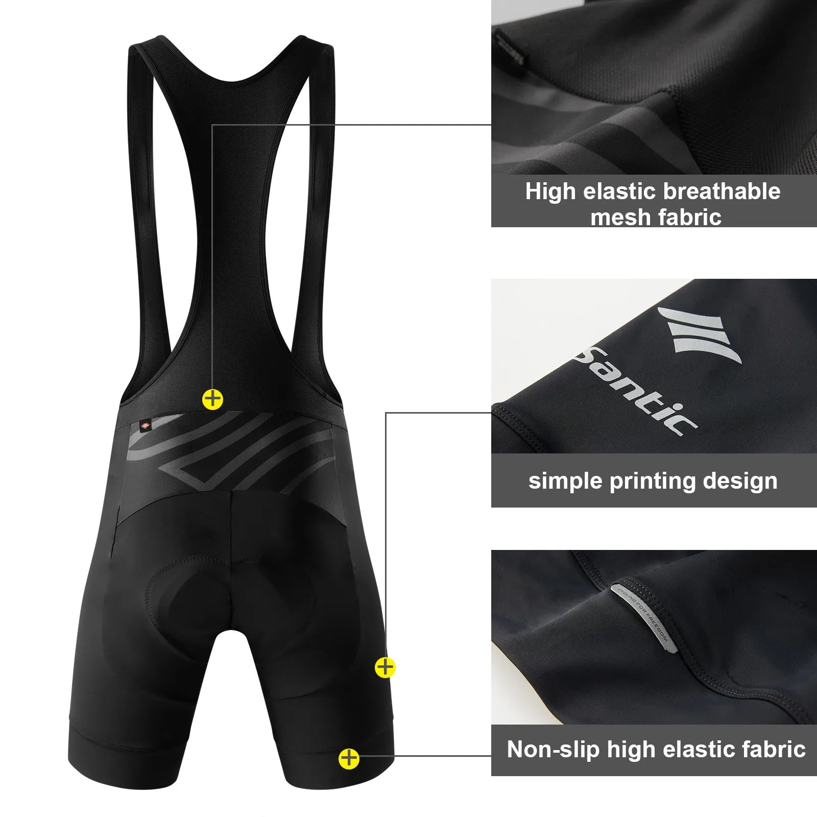 Santic Herman Black Men Padded Cycling Bib Short