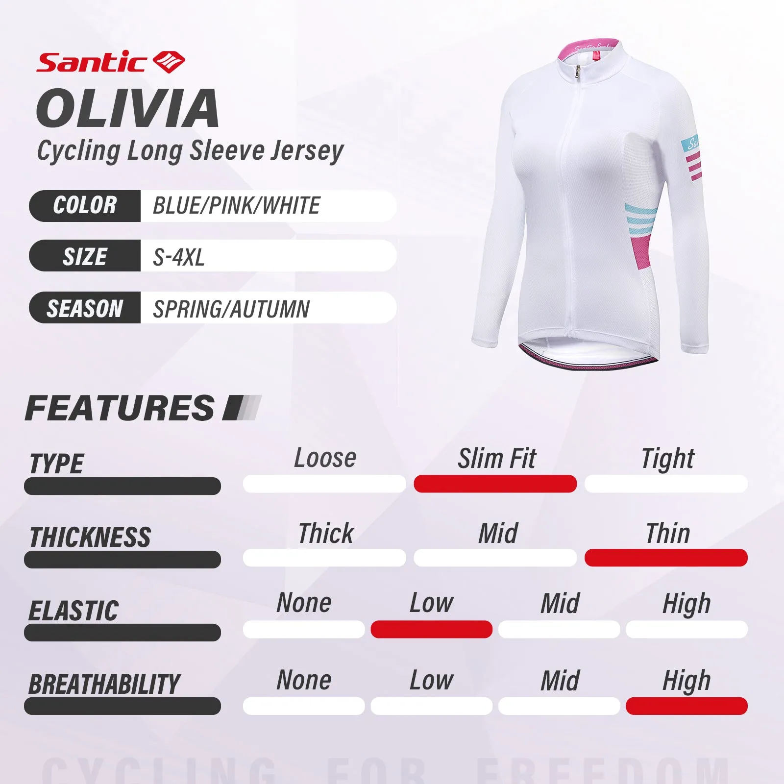 Santic Olivia White Women Jersey Long Sleeve