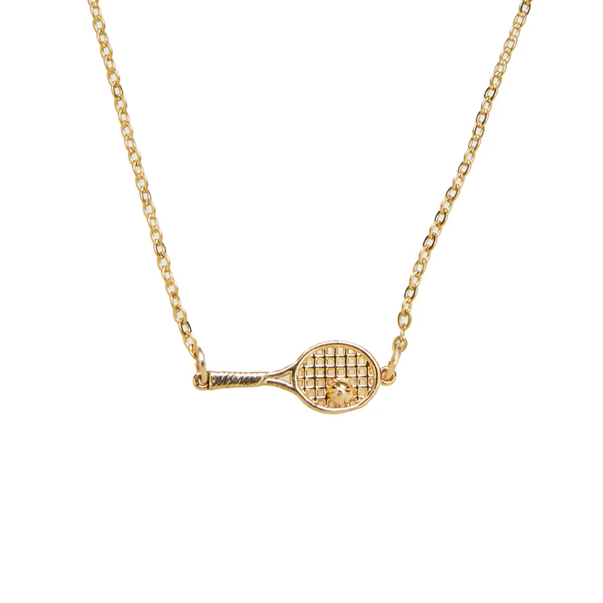 Tennis Racket Pendant Necklace 18K Gold