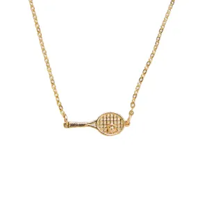 Tennis Racket Pendant Necklace 18K Gold