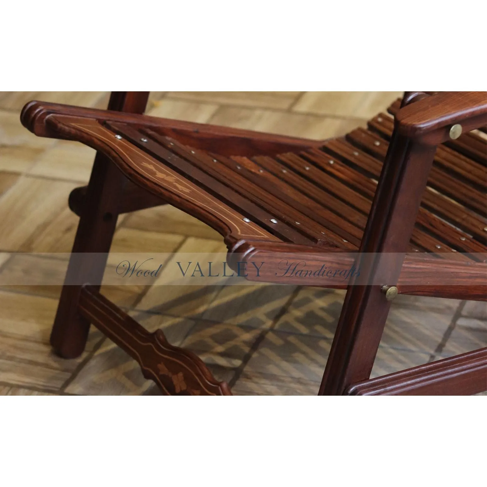 Wooden Hand Inlaid Folding Chair